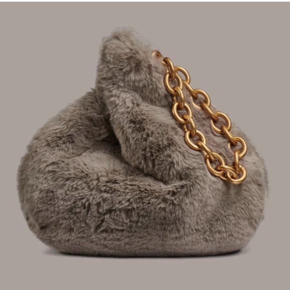 Donna Karan Handbags - Donna Karan faux fur handbag with Gold Chain